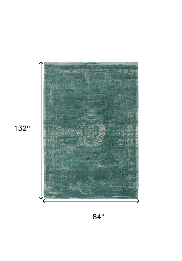 Homeroots 8' X 11' Gray And Green Medallion Non Skid Area Rug  100% Pet 548356
