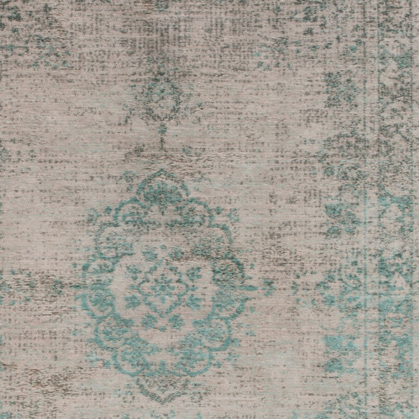 HomeRoots 3' Elegant Gray and Green Medallion Non-Skid Area Rug for Stylish Entryways and Kitchens 7' X 9' 548361