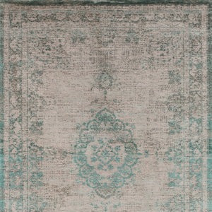 HomeRoots 3' Elegant Gray and Green Medallion Non-Skid Area Rug for Stylish Entryways and Kitchens 7' X 9' 548361