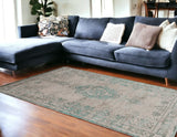 Gray and Green Medallion Non-Skid Area Rug - 8' x 11' Stylish Design for Any Room Decor