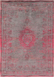 Homeroots 3' X 5' Gray And Pink Medallion Non Skid Area Rug  100% Pet 548370