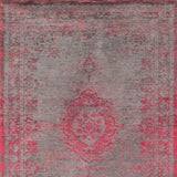 Homeroots 3' X 5' Gray And Pink Medallion Non Skid Area Rug  100% Pet 548370