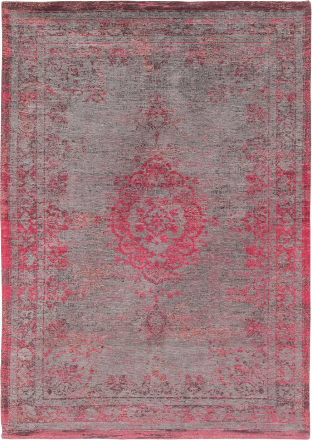 HomeRoots 3' Gray and Pink Medallion Area Rug - Elegant Non-Skid Design for Entryways and High-Traffic Spaces 7' X 9' 548373