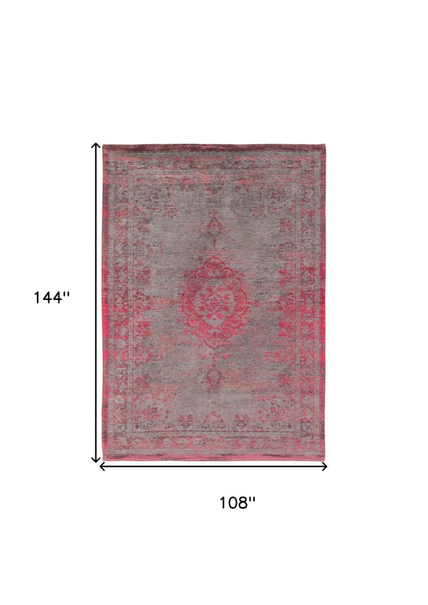HomeRoots 3' Gray and Pink Medallion Area Rug - Elegant Non-Skid Design for Entryways and High-Traffic Spaces 9' X 13' 548375