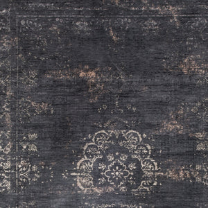 Homeroots 7' X 9' Gray And Black Medallion Non Skid Area Rug  100% Pet 548379