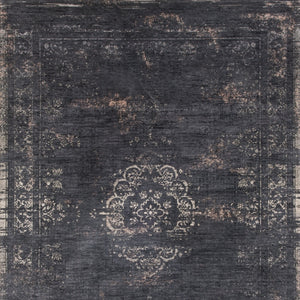 Homeroots 7' X 9' Gray And Black Medallion Non Skid Area Rug  100% Pet 548379