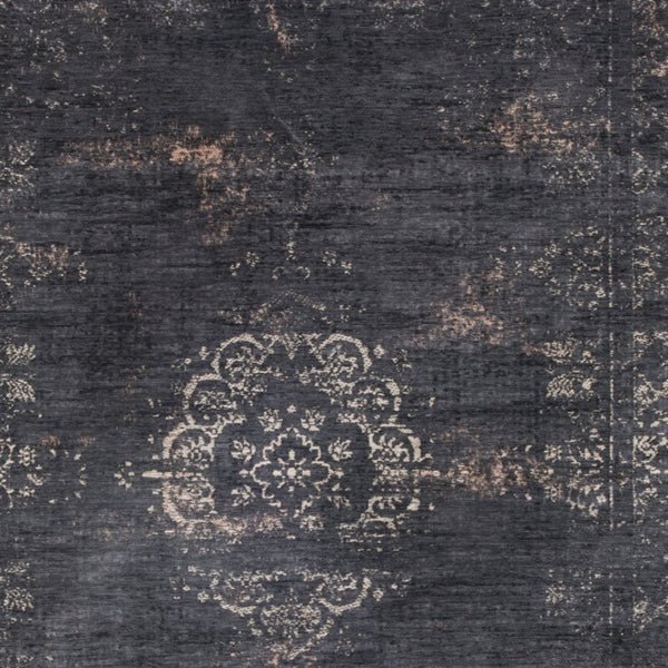 Homeroots 8' X 11' Gray And Black Medallion Non Skid Area Rug  100% Pet 548380