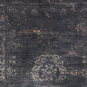 HomeRoots 3' Gray and Black Medallion Non-Skid Area Rug – Classic Style for Entryways, Kitchens & More 9' X 13' 548381