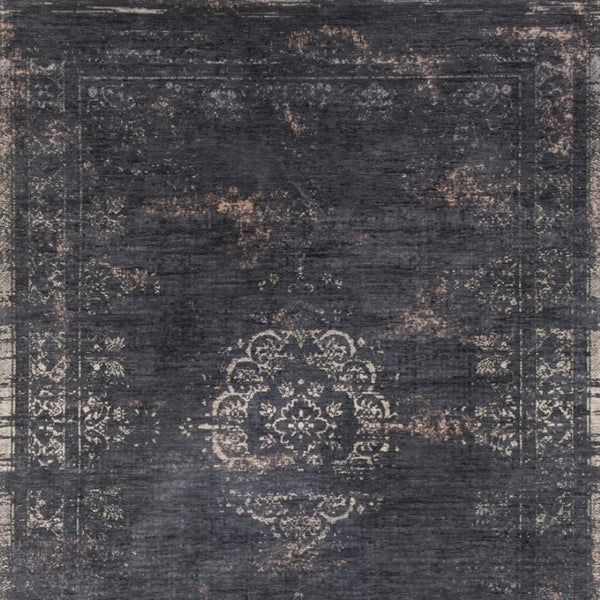 HomeRoots 3' Gray and Black Medallion Non-Skid Area Rug – Classic Style for Entryways, Kitchens & More 9' X 13' 548381