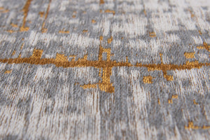 Homeroots 7' X 9' Gray And Gold Abstract Non Skid Area Rug  100% Pet 548391