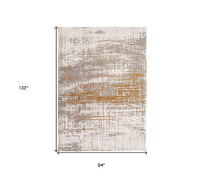 Homeroots 8' X 11' Gray And Gold Abstract Non Skid Area Rug  100% Pet 548392