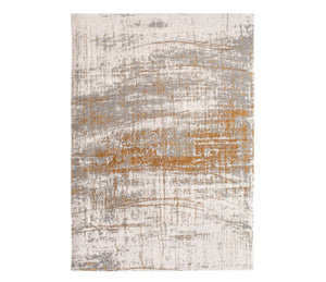 HomeRoots 3'' Gray and Gold Abstract Non-Skid Area Rug for High-Traffic Spaces - Elegant & Durable Design 8' Round 548395