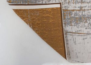 HomeRoots 3'' Gray and Gold Abstract Non-Skid Area Rug for High-Traffic Spaces - Elegant & Durable Design 8' Round 548395
