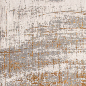 HomeRoots 3'' Gray and Gold Abstract Non-Skid Area Rug for High-Traffic Spaces - Elegant & Durable Design 8' Round 548395