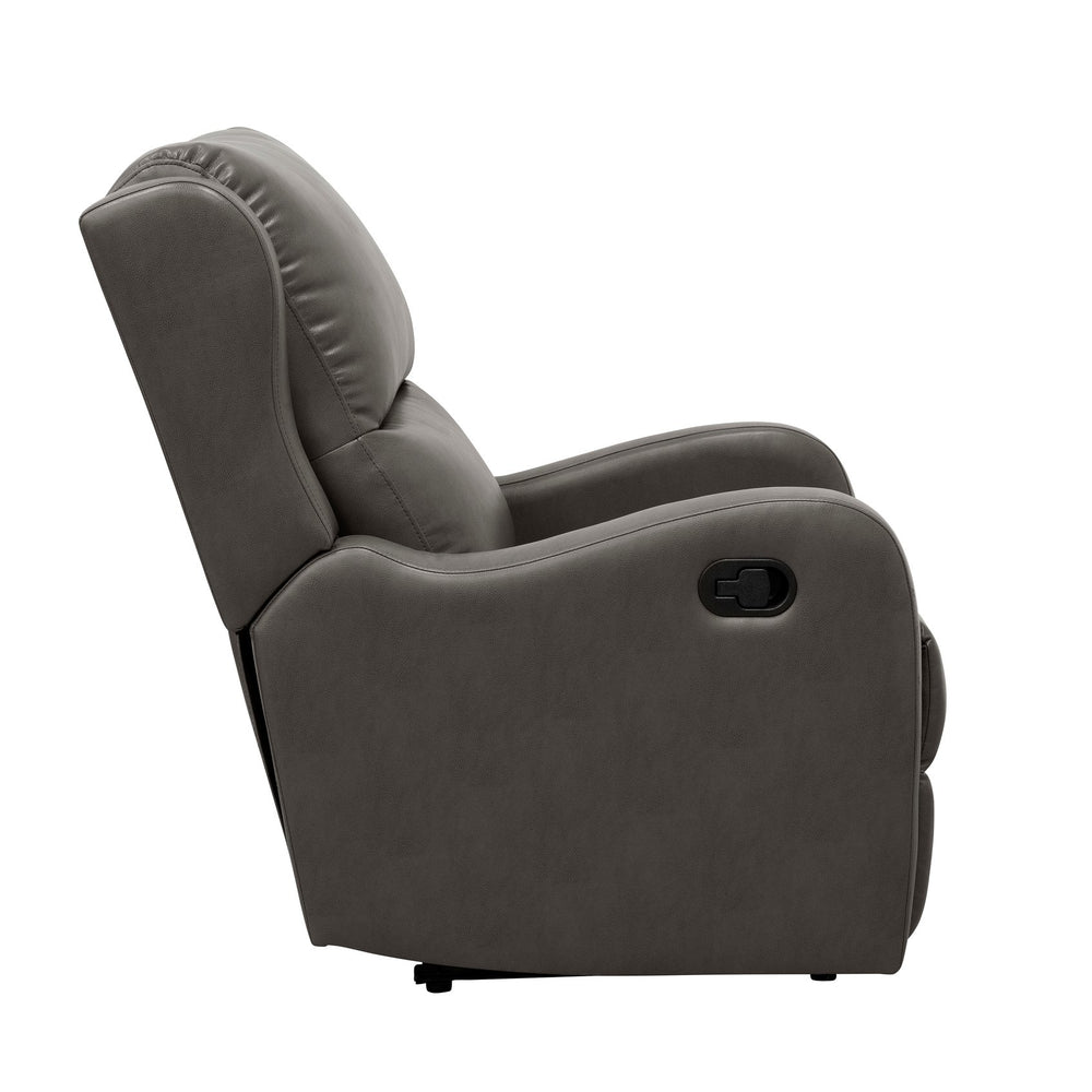 English Elm Faux Reclining Chair with Smooth Faux Leather Upholstery, Pull-Tab Recline & Plush Living Room Seat Gray 30.25 L x 30.5 W x 26.25 H B011P207535