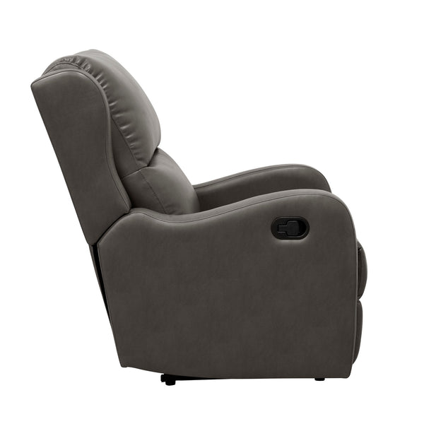 English Elm Faux Reclining Chair with Smooth Faux Leather Upholstery, Pull-Tab Recline & Plush Living Room Seat Gray 30.25 L x 30.5 W x 26.25 H B011P207535
