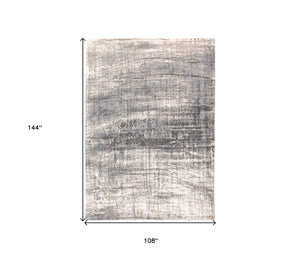 HomeRoots 9' Modern Gray and White Abstract Non-Skid Area Rug - Perfect for High-Traffic Spaces and Style! 548401