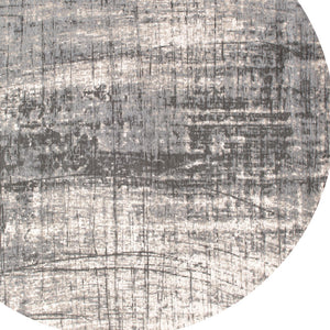 Homeroots 5' Gray And White Round Abstract Non Skid Area Rug  100% Pet 548402