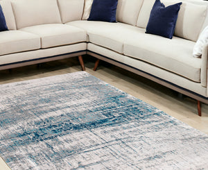 Homeroots 6' X 8' Blue And Gray Abstract Non Skid Area Rug  100% Pet 548406