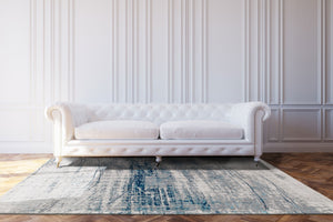 HomeRoots 3' Blue and Gray Abstract Non-Skid Area Rug for Entryways and High-Traffic Spaces - Modern Design 8' X 11' 548408