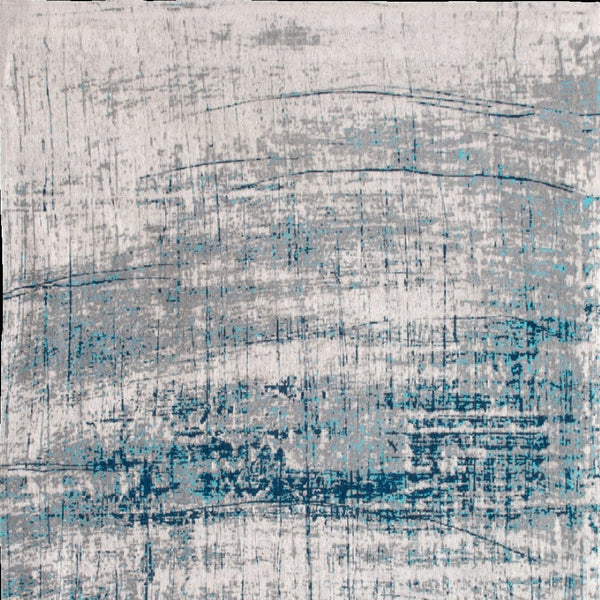HomeRoots 3' Blue and Gray Abstract Non-Skid Area Rug for Entryways and High-Traffic Spaces - Modern Design 8' X 11' 548408