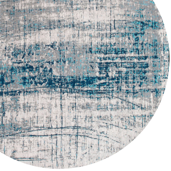 Homeroots 5' Blue And Gray Round Abstract Non Skid Area Rug  100% Pet 548410