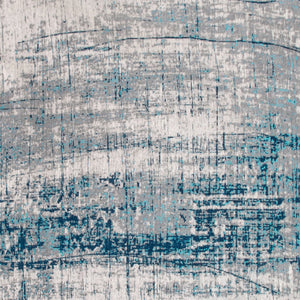 Homeroots 5' Blue And Gray Round Abstract Non Skid Area Rug  100% Pet 548410