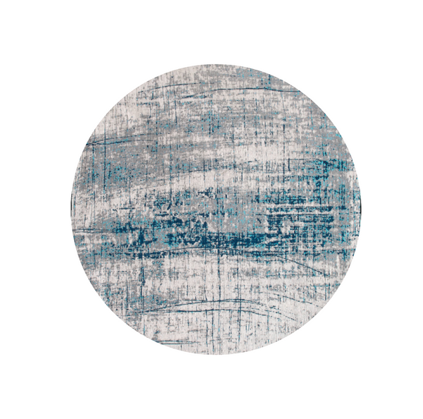 Homeroots 5' Blue And Gray Round Abstract Non Skid Area Rug  100% Pet 548410
