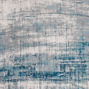 HomeRoots 3' Blue and Gray Abstract Non-Skid Area Rug for Entryways and High-Traffic Spaces - Modern Design 8' Round 548411