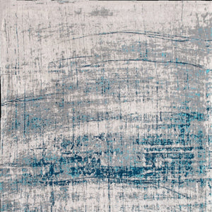 HomeRoots 3' Blue and Gray Abstract Non-Skid Area Rug for Entryways and High-Traffic Spaces - Modern Design 8' Round 548411