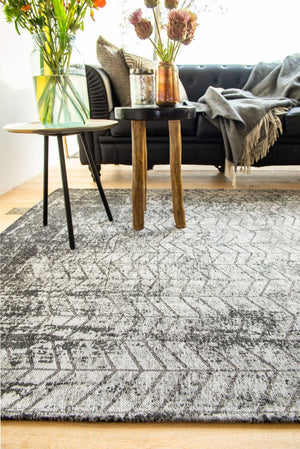 HomeRoots 3'' Black and Gray Chevron Non Skid Area Rug - Modern Design for Entryways and High-Traffic Spaces 3' X 5' 548420