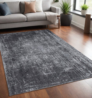 Homeroots 5' X 7' Black And Gray Chevron Non Skid Area Rug  100% Pet 548421