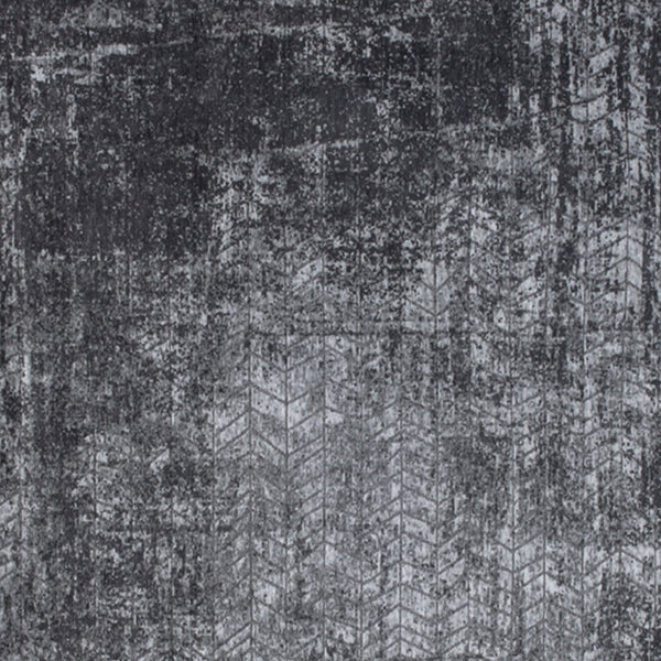 Homeroots 5' Black And Gray Round Chevron Non Skid Area Rug  100% Pet 548426