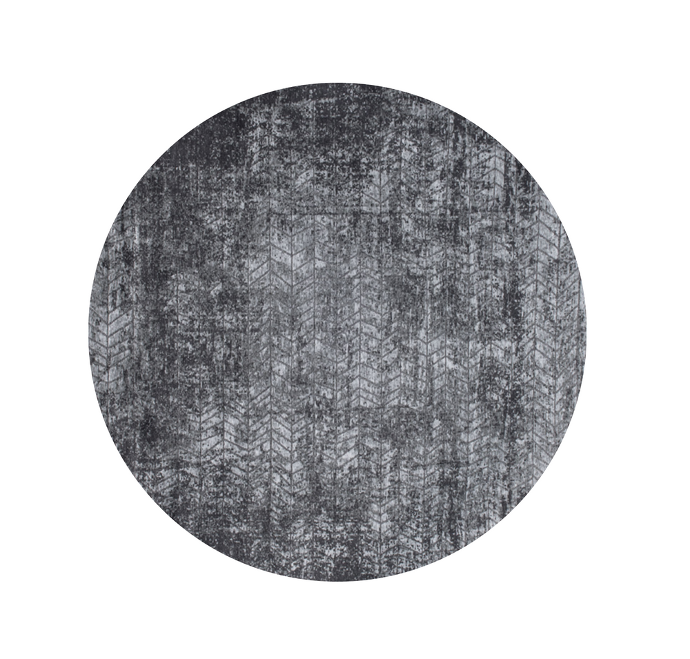 Homeroots 5' Black And Gray Round Chevron Non Skid Area Rug  100% Pet 548426