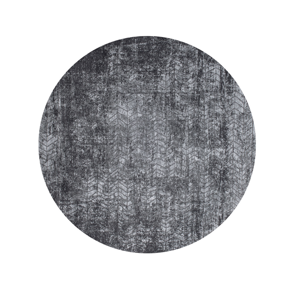 Homeroots 5' Black And Gray Round Chevron Non Skid Area Rug  100% Pet 548426