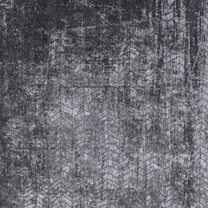HomeRoots 3'' Black and Gray Chevron Non Skid Area Rug - Modern Design for Entryways and High-Traffic Spaces 8' Round 548427