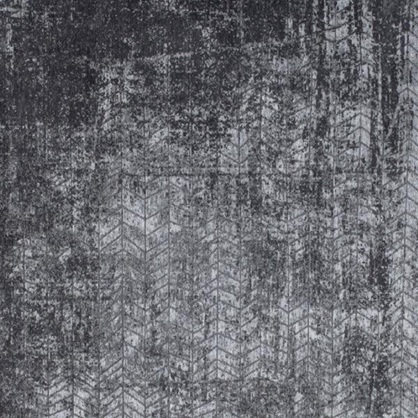 HomeRoots 3'' Black and Gray Chevron Non Skid Area Rug - Modern Design for Entryways and High-Traffic Spaces 8' Round 548427