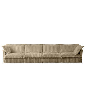 English Elm Slipcovered Long Sofa - Cozy 4-Seater Camel Corduroy Couch With Removable Covers For Easy Care W3041S00069-GIGA