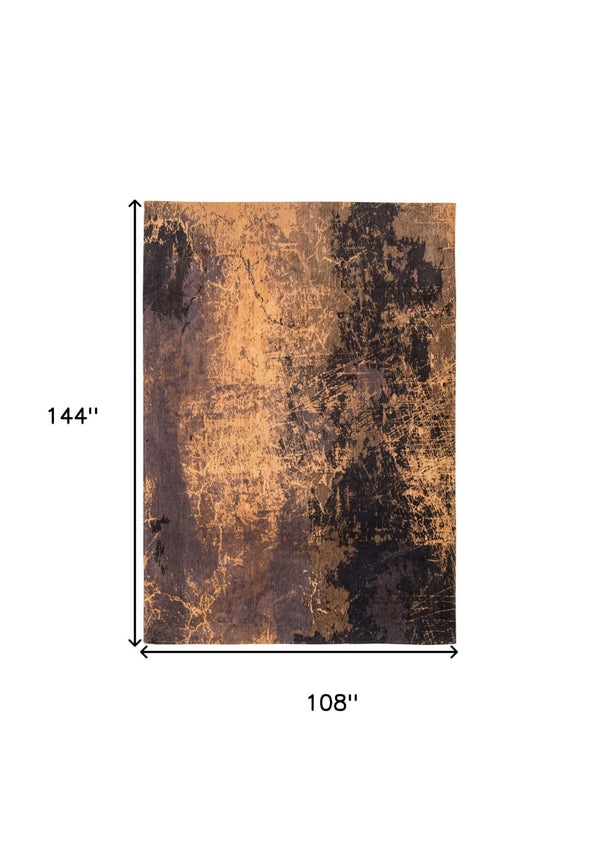 HomeRoots 9' X 13' Yellow and Brown Abstract Non-Skid Area Rug – Modern Design for Stylish, Safe Spaces! 548441