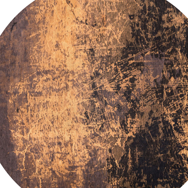 Homeroots 5' Yellow And Brown Round Abstract Non Skid Area Rug  100% Pet 548442