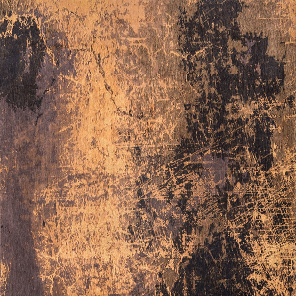 Homeroots 8' Yellow And Brown Round Abstract Non Skid Area Rug  100% Pet 548443