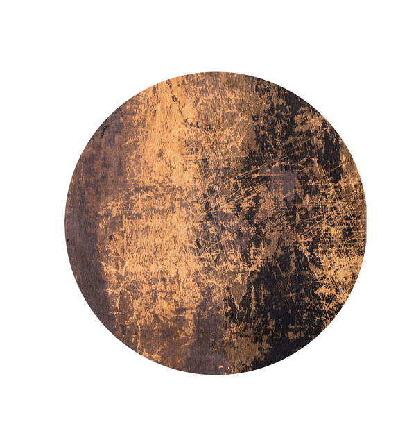 Homeroots 8' Yellow And Brown Round Abstract Non Skid Area Rug  100% Pet 548443