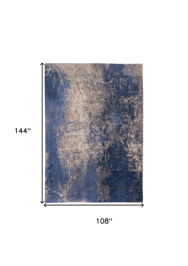 Homeroots 9' X 13' Blue And Gray Abstract Non Skid Area Rug  100% Pet 548449