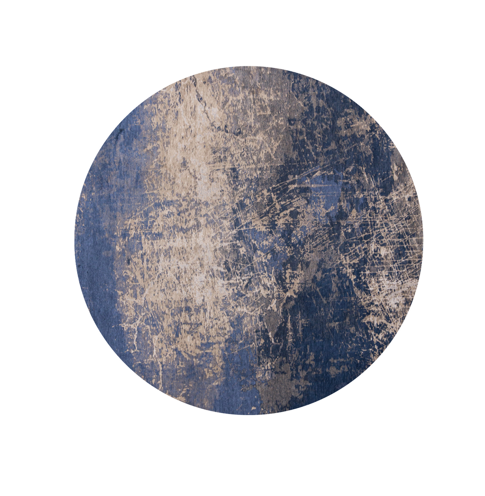 Homeroots 5' Blue And Gray Round Abstract Non Skid Area Rug  100% Pet 548450