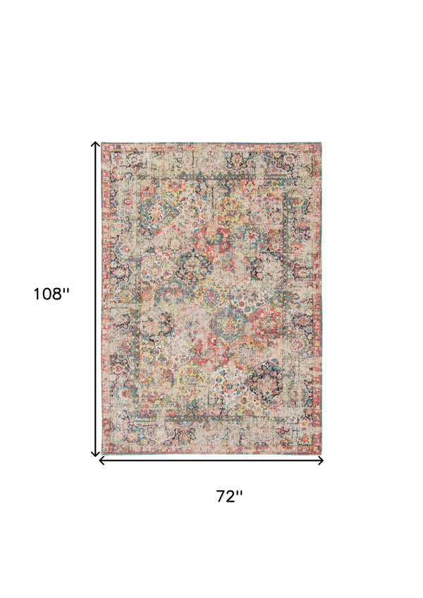 Homeroots 7' X 9' Red Oriental Non Skid Area Rug  100% Pet 548469