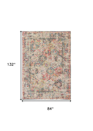 HomeRoots 5' Elegant Red Oriental Area Rug with Non-Skid Backing for Safe and Stylish Home Decor Solutions 8' X 11' 548470