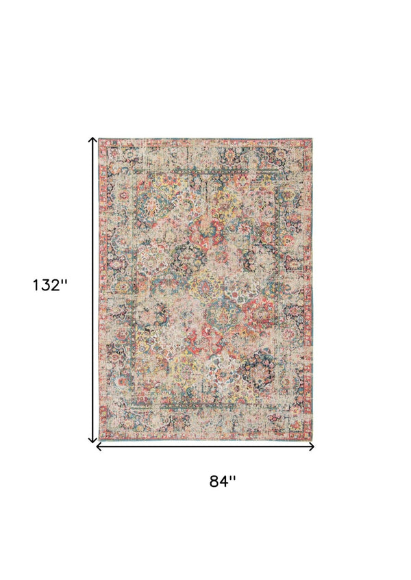 HomeRoots 5' Elegant Red Oriental Area Rug with Non-Skid Backing for Safe and Stylish Home Decor Solutions 8' X 11' 548470