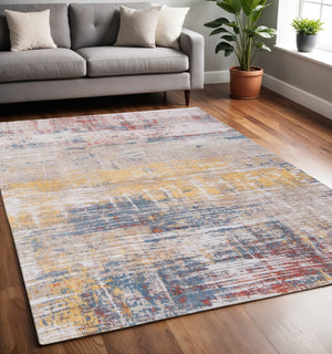 HomeRoots 3'' Modern Abstract White Non-Skid Area Rug for Living Rooms and Bedrooms - Stylish & Safe Design 5' X 7' 548473