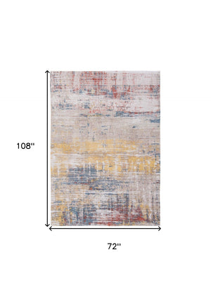 HomeRoots 3'' Modern Abstract White Non-Skid Area Rug for Living Rooms and Bedrooms - Stylish & Safe Design 7' X 9' 548475