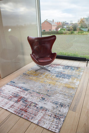 HomeRoots 9' X 13' White Abstract Non-Skid Area Rug - Stylish, Durable, Modern Design for High-Traffic Spaces 548477